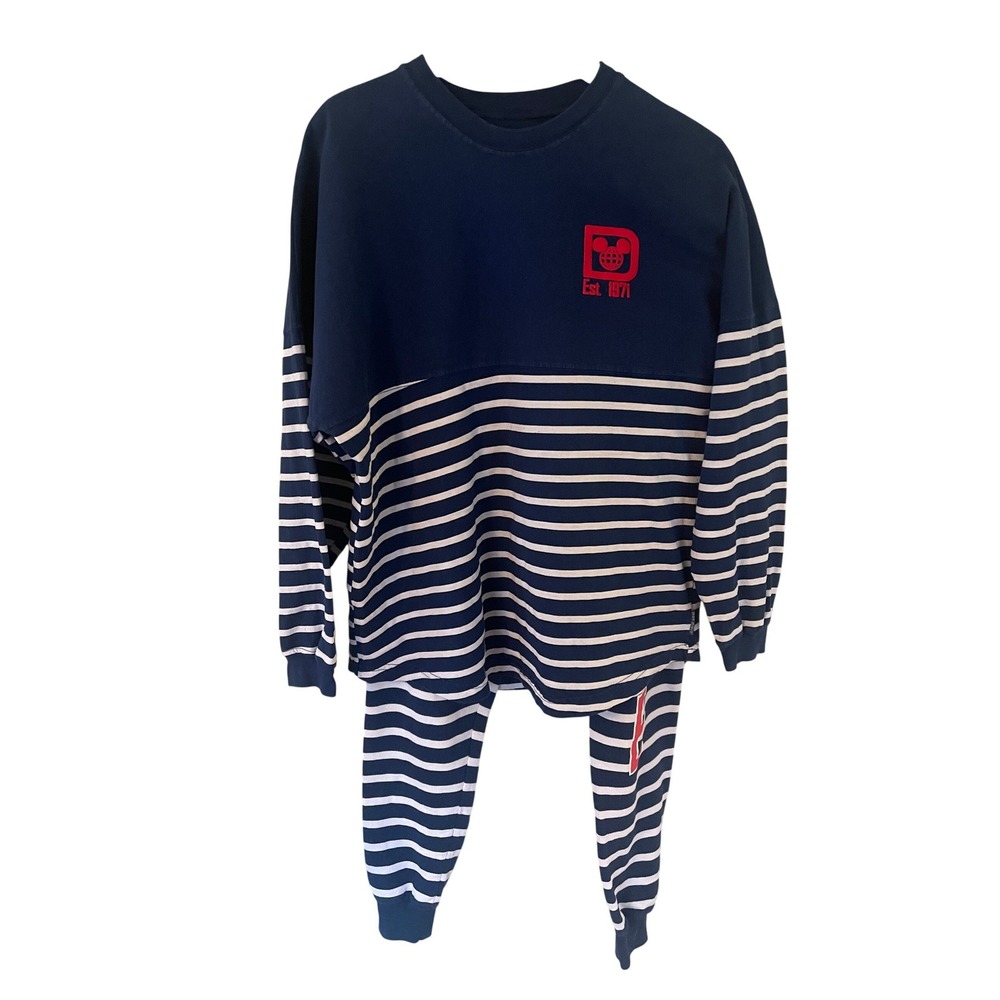 Disney‎ Parks Minnie Mouse LOVE Striped Lounge Set Sweatshirt Pants Women's M